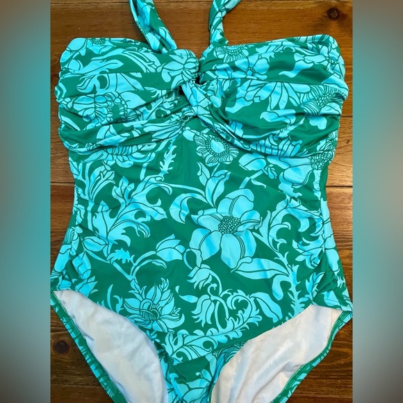 Sun Ocean Sand x Talbots | Ruched Halter One Piece Swimsuit | Floral | 16 - Picture 4 of 6